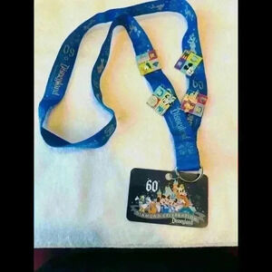 Disneyland 60th Anniversary Diamond Celebration Lanyard with 4 LE Pins, NEW RARE